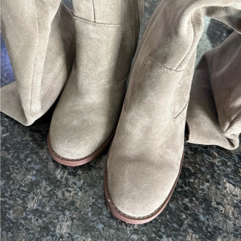 CROWN VINTAGE Gio fog brown Suede Leather Over the Knee Tall Boots - Size 8 / 39